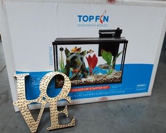 Fish tank and love sign