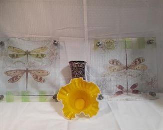 Vintage milk glass bowl, butterflies and more