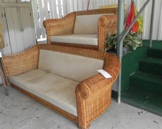 Wicker Couch and Love Seat