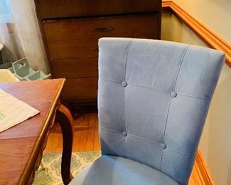 Pair Blue Parson Chairs $125