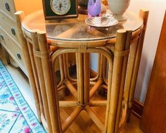 Mid Century Modern Rattan Table $75