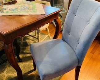 Pair Blue Parson Chairs $125