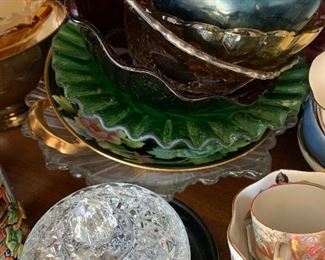 Lots of serving ware and china crystal fine ashtrays and mugs