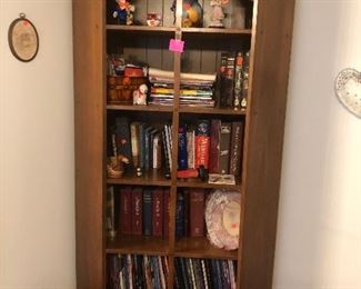 corner bookcase, books