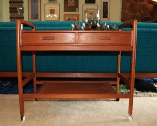 vintage teak tea cart trolley