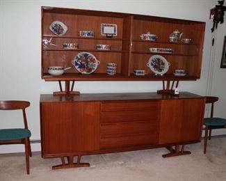 vintage teak Danish sideboard with glass doors