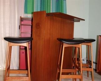 detail, Erik Buch vintage Danish Modern bar cabinet