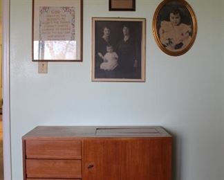 vintage Pfaff sewing machine in teak cabinet