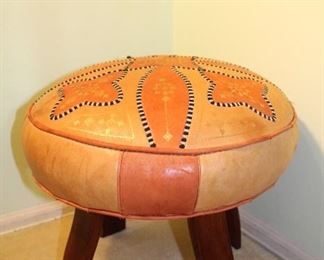 vintage Morrocan leather stool