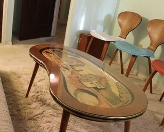 vintage carved kidney-shaped coffee table