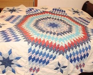 Hand quilted Texas Star quilt