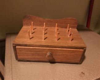 Wood thread and button box