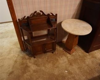 small marble table, wall curio