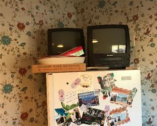 Two small television sets
