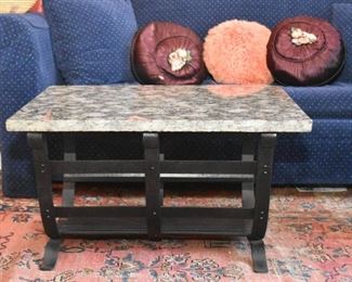 Vintage Cocktail / Coffee Table (Metal Base with Stone Top)