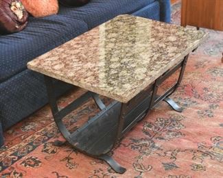 Vintage Cocktail / Coffee Table (Metal Base with Stone Top)