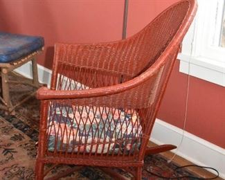 Red Wicker Rocking Chair / Rocker