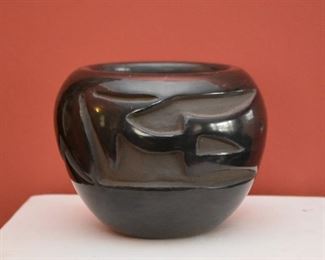 Native American Santa Clara Pottery Bowl, Signed