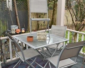 Table is SOLD - Square Garden / Patio Dining Table & 4 Folding Chairs