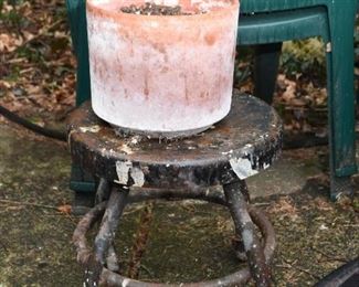 Vintage Metal Stool, Flower Pot