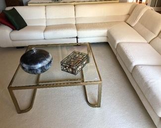 $1,895.00 Preview Furniture (High Point, North Carolina) contemporary style sectional sofa with ivory colored upholstery (purchased at Klingman's in Grand Rapids, Michigan - original cost $4,900)  