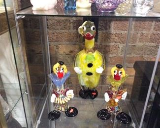 $40.00 each - your choice 2 clown Murano glass and 1 clown decanter  
