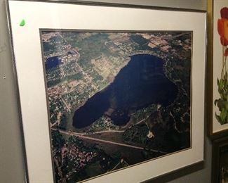 $70.00 Lake Lansing, custom framed and double matted aerial photo