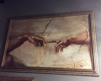 $20.00 framed picture from, "The Creation of Adam" by Michelangelo 39" x 26 1/2"