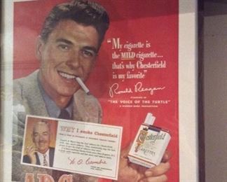 $35.00 Framed Ronald Reagan Chesterfield ad 