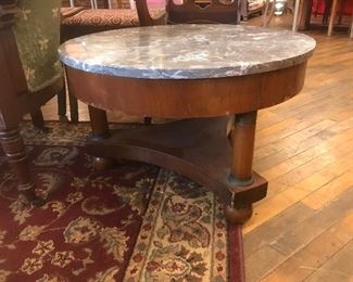 $45.00 Vintage French Empire style Guéridon (side table) with grey and white veined marble top 
