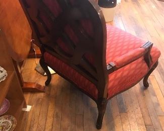 $495.00 Louis XV style fauteuil with custom Beacon Hill Fabric, 28" x 28" x 40 1/2" (purchased from Pleats Interior Design - original cost $2,260.00) 