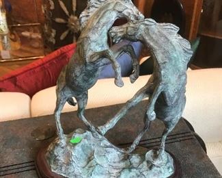 $35.00 Sculpture with 2 horses  on base 