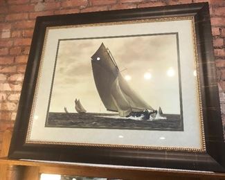 $135.00 Large framed and double matted sepia-toned picture of regatta 