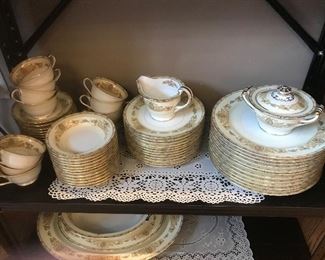 $125.00 Noritake “Corrine,' service for 12  .  Approximately 102 pieces.  Dinner plates, luncheon plates, salad, fruit, soup, cup and saucers, 2 platters, gravy, cream and sugar, 2 vegetable bowls.  