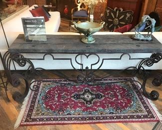 $375.00 Wrought iron style console/hall table with faux stone top