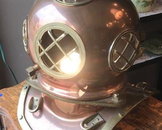  $125.00 Reproduction copper and brass diving helmet 