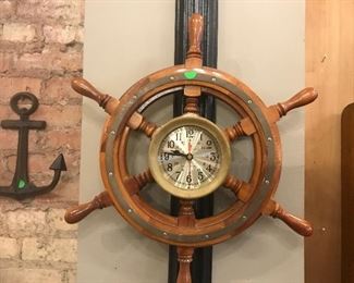 $25.00 Quartz  nautical ship's wheel clock.  Works.   