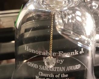 $20.00 Glass bell "Good Samaritan Award" from Church of the Most Holy Trinity,  1999.   
