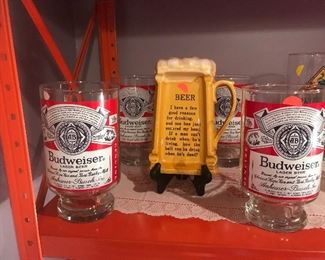 $10.00 4 Budweiser glasses and beer ashtray  