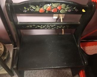 $12.00 Childs painted and stenciled chair/bench.