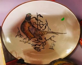 $12.00 Louisville Stoneware 15 1/2” platter with quail  