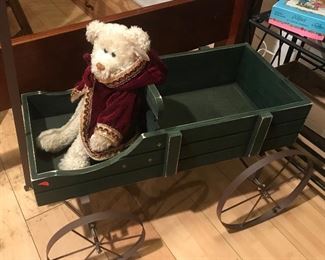 $30.00 Really cool toy wagon.  Wood with metal wheels.  New - we just put together from a kit.  12" x 8" x 12 1/2".  