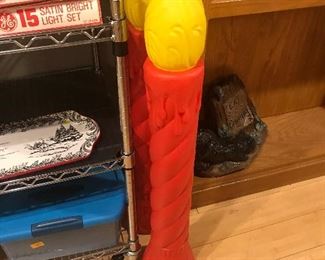 $20.00 Pair of blow mold Christmas Candles.  Need wiring.