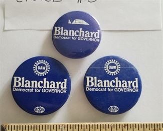  $3.00 each Blanchard political buttons  