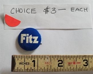 $3.00 Fritz political button for Fitzgerald