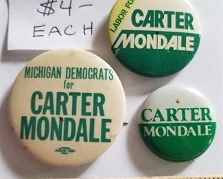 $4.00 each Carter Mondale political buttons   