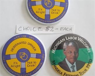 $2.00 each designated driver buttons or Nelson Mandela button  