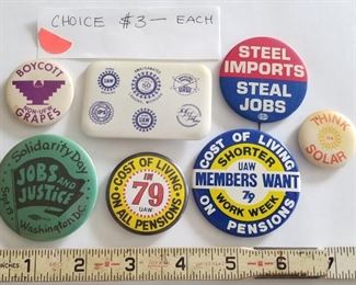 $2.00 each assorted labor buttons   