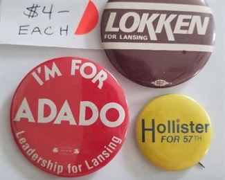 $4.00 each Adado, Lokken, or Hollister political buttons    