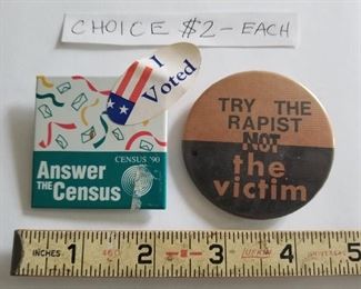 $2.00 each census button, women’s rights button  
